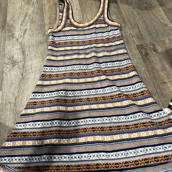 Free People Fair Isle Nordic Geometric Sweater Dress - Wool Blend M - Picture 6 of 14